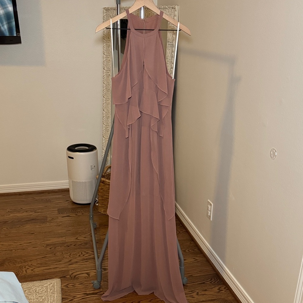 BCBGeneration Dusty Rose Ruffle Maxi Dress